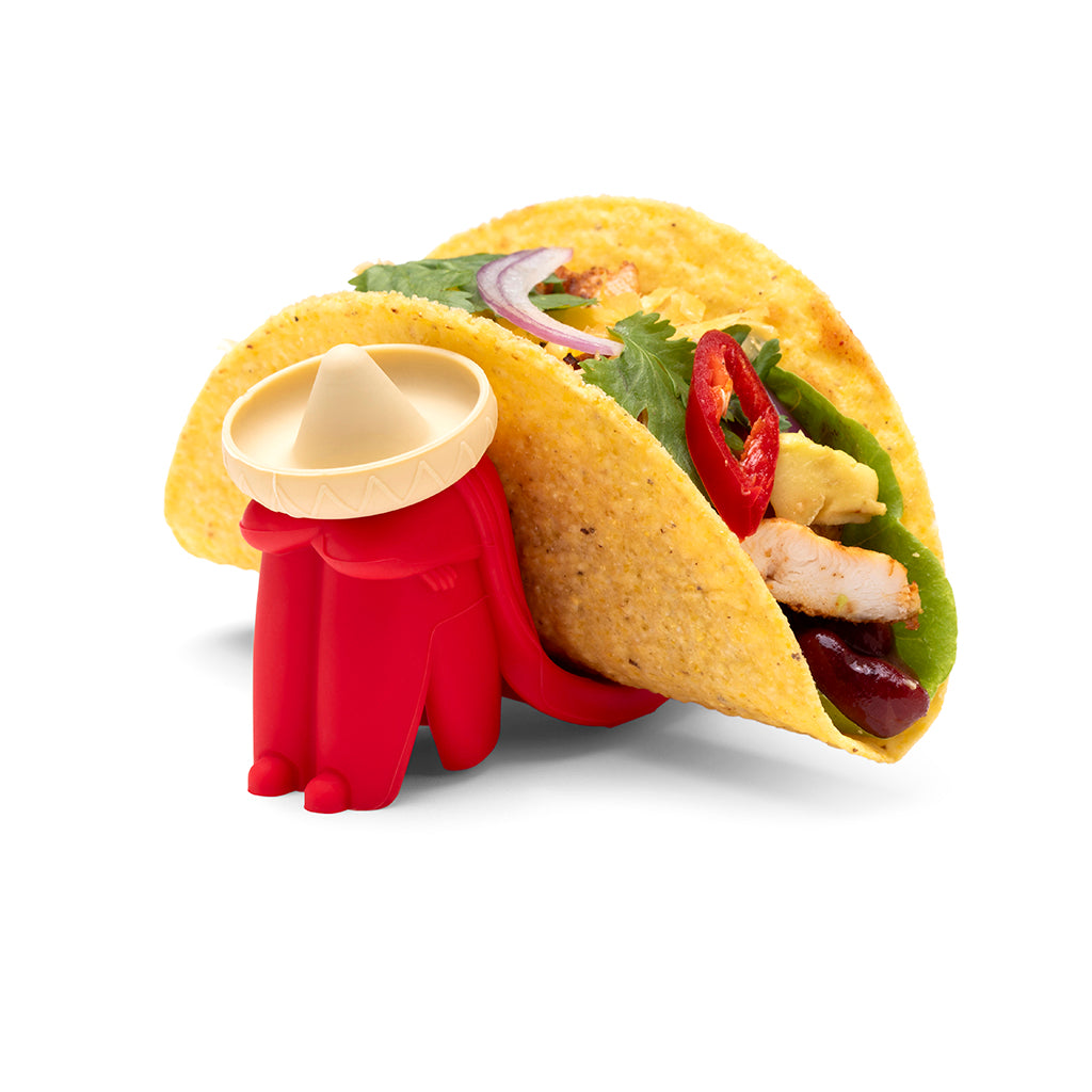 red silicone taco holder for fun dinners and Taco Tuesday