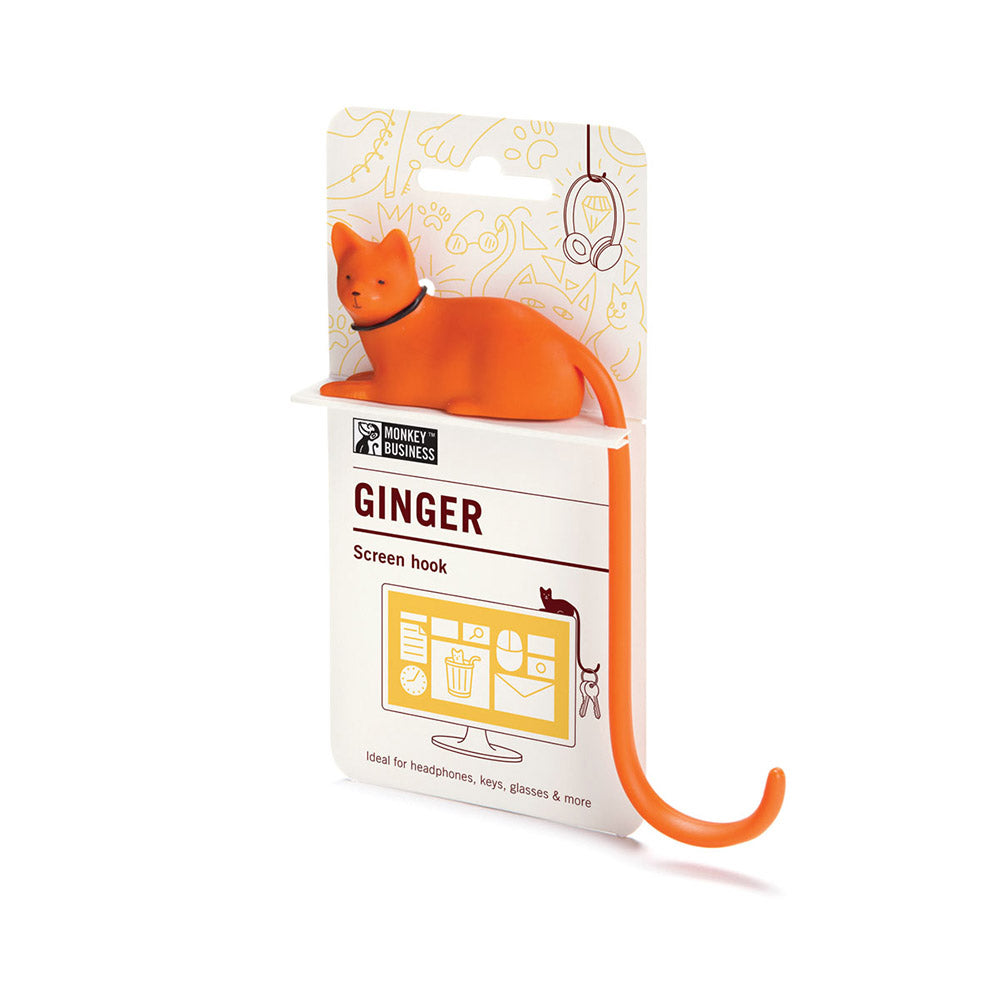 ginger screen hook with 3M adhesive cute desktop hook for holding small items by Monkey Business