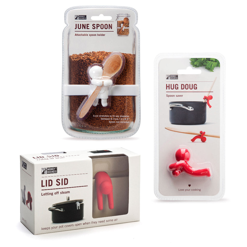 HELPING HANDS BUNDLE | Includes Lid Sid, Hug Doug & June Spoon - Monkey Business USA