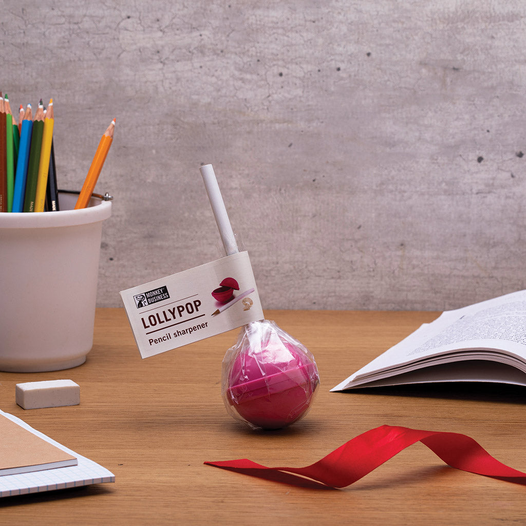 Lollypop pencil sharpener – colorful desk accessory