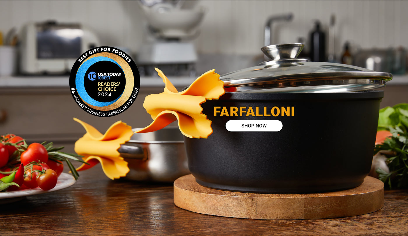 Farfalloni pasta pot grips – smart and soft kitchen gift