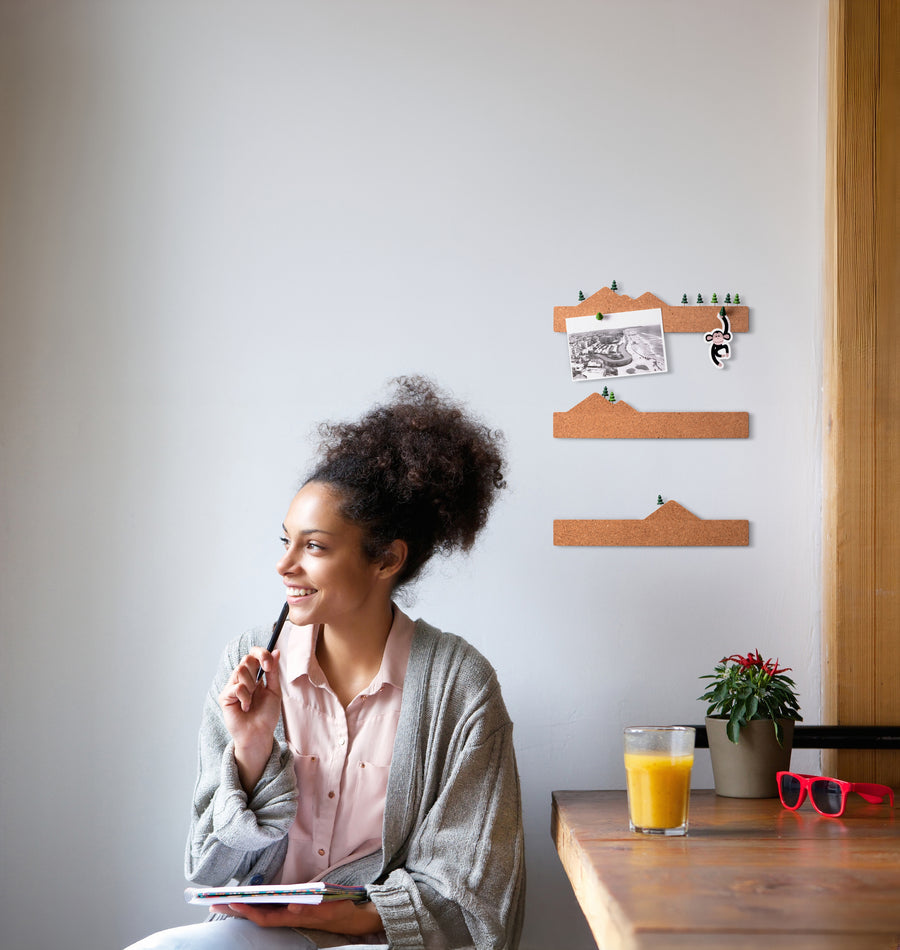 3 Cork Note Boards | Memo Mountain 3 Monkey Business 3 mini cork board with tree-shaped pins