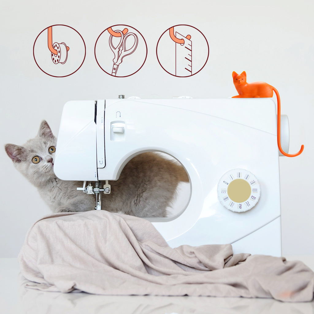 orange cat - ginger screen hook with 3M adhesive 	cute desktop hook for for hanging accessorie on sewing machine  by Monkey Business