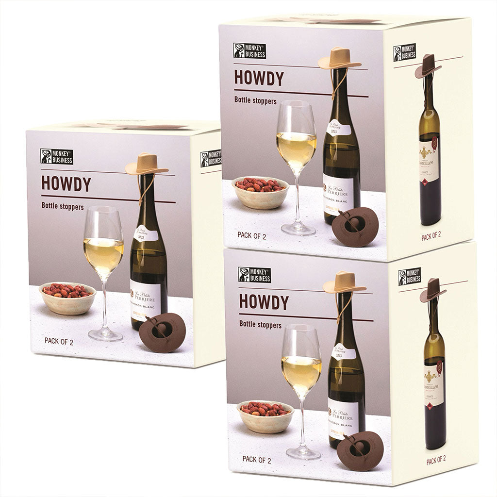 Howdy | Silicone Cowboy Hat  wine  fun party gift -bundel gift pack of 3