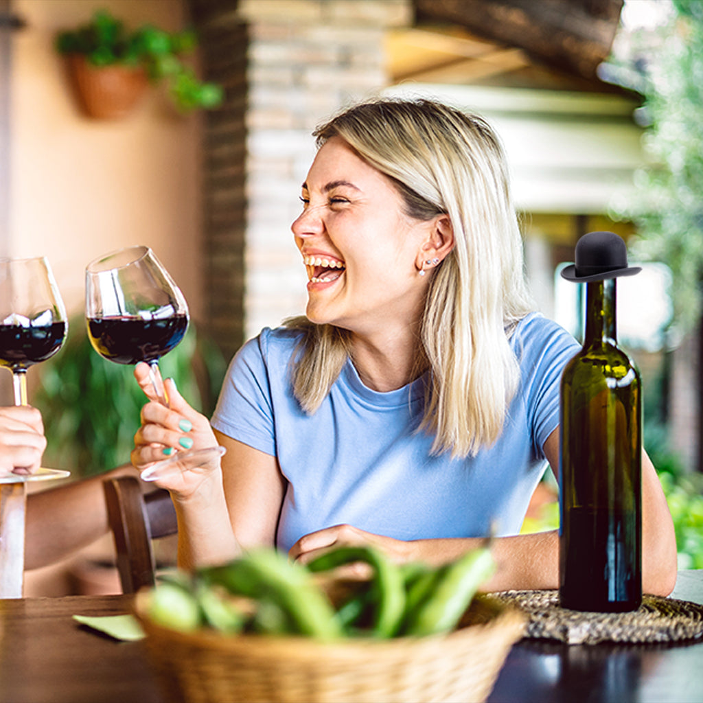 Bowler Silicone derby hat wine bottle stoppers set of 2 - gift for wine lovers