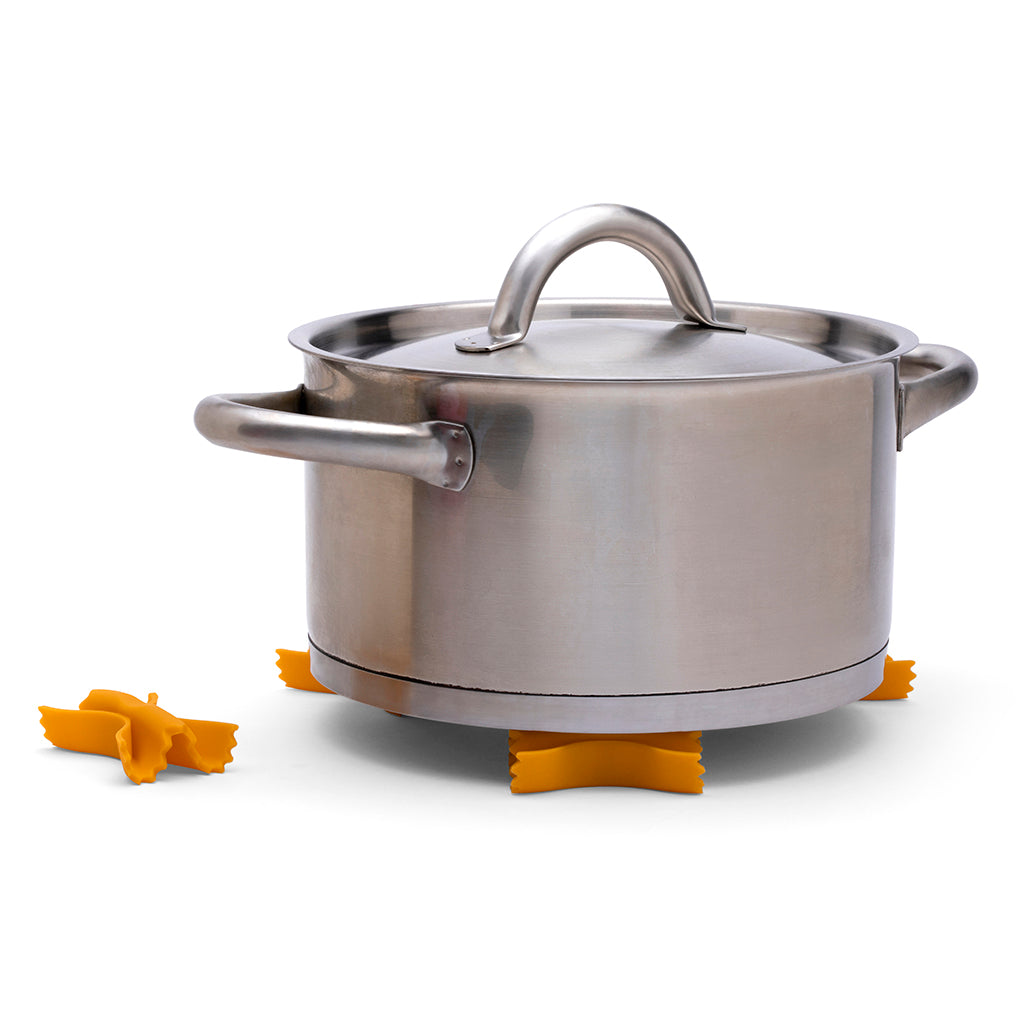 Whimsical steam release tool shaped like a bow-tie pasta
by Monkey Business