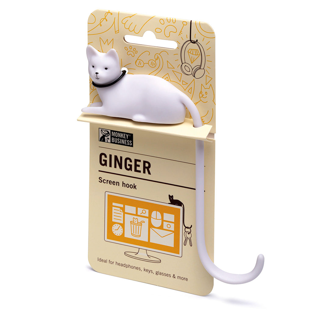 ginger screen hook with 3M adhesive 	cute desktop hook for holding small items by Monkey Business 