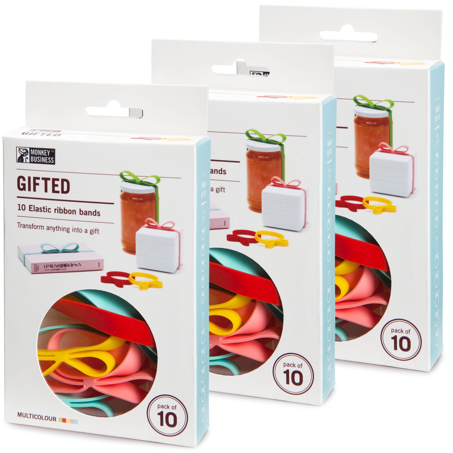 multicolour silicone gift ribbons set by Monkey Business