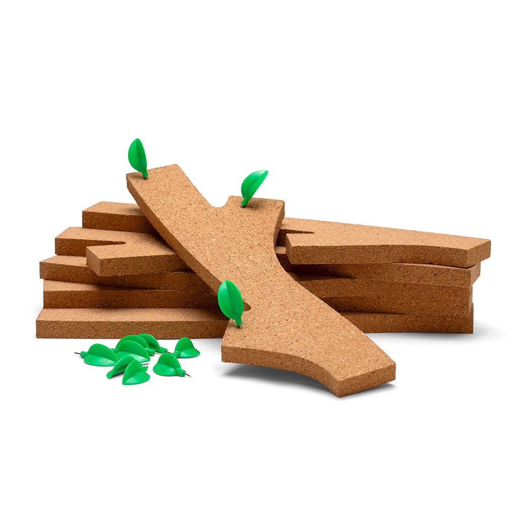 Cork Bulletin Board Wall Set - 6 Piece Note Organizer | Memo Tree 6