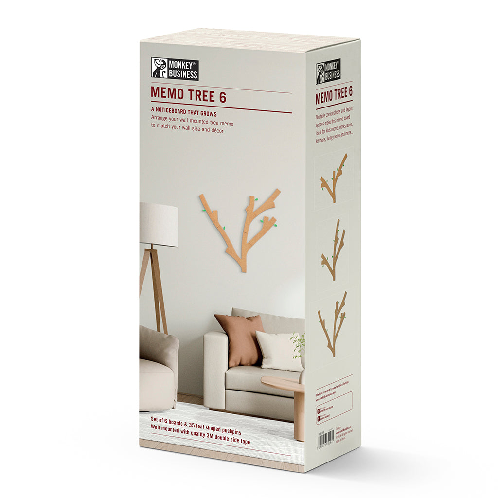 Cork Bulletin Board Wall Set - 6 Piece Note Organizer | Memo Tree 6