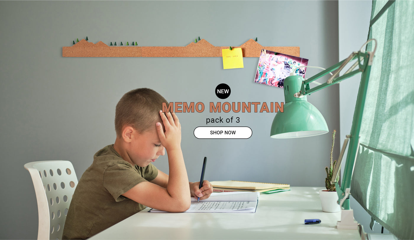 Memo Mountain corkboard – stylish note holder for desk