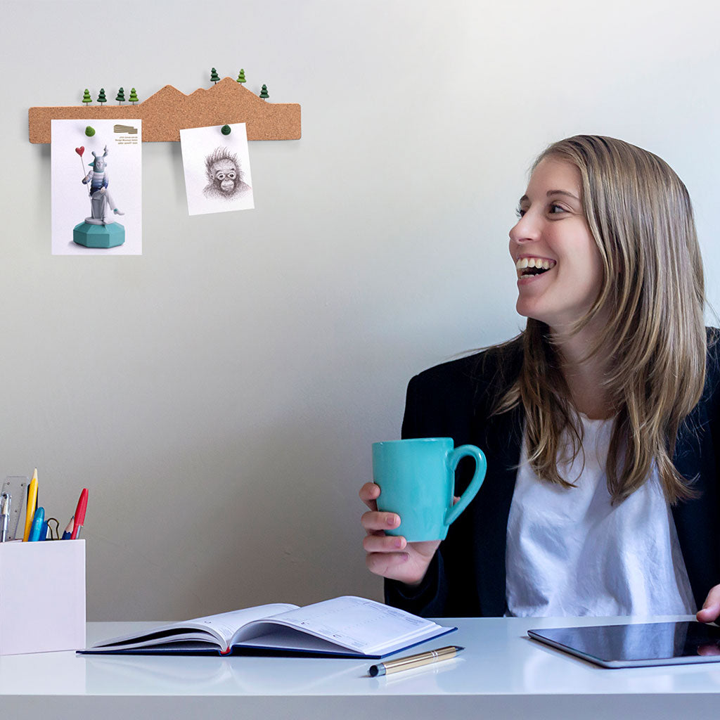 Memo Mountain mini cork board with pins