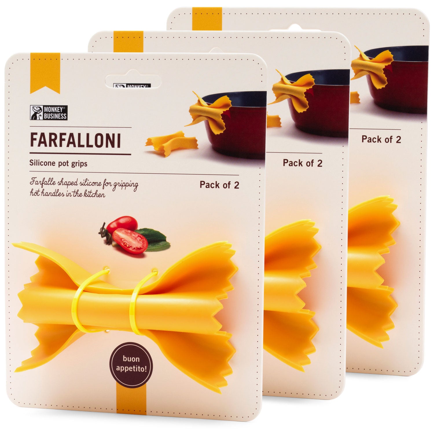  Bundel pack of fun pot handle covers shaped like farfalle by Monkey Business 