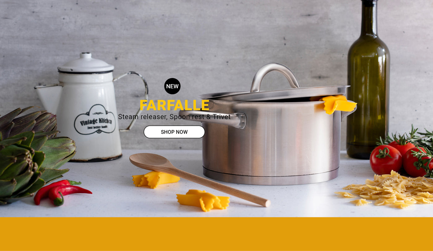 Farfalle | Steam releaser & trivet Pasta shaped silicone pieces for multiple uses while cooking Monkey Business