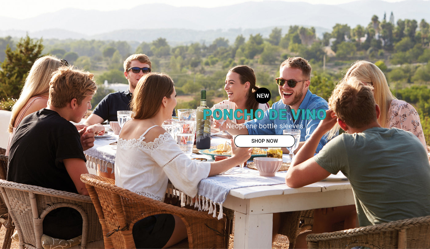 gift for wine lovers wine bottle sleeves in vibrant poncho designs, designed to keep wine chilled and add fun to any table. 