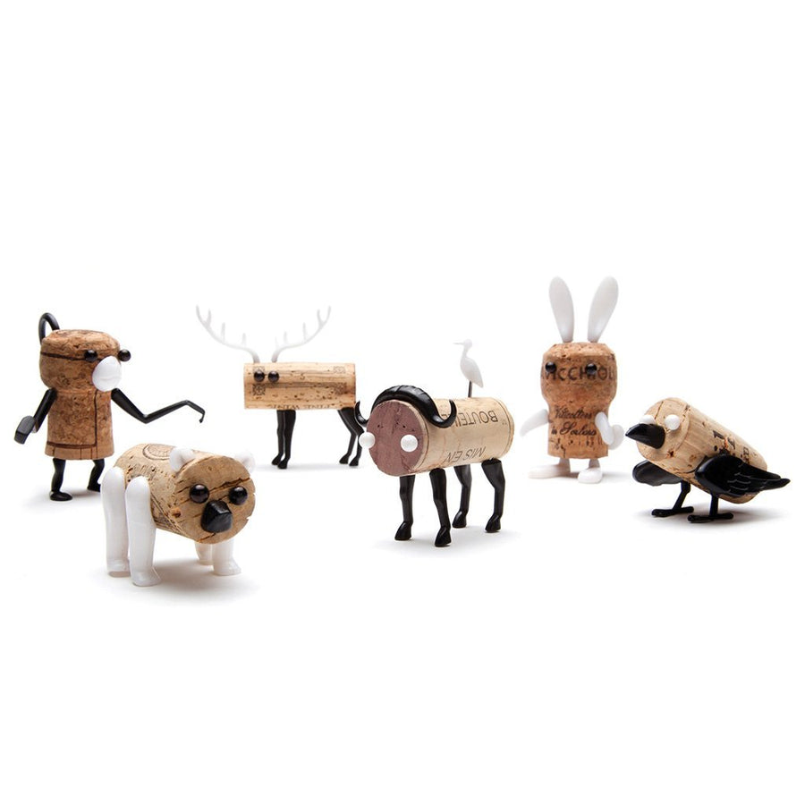 Corkers Animals wine cork toys – family pack of 6 - Monkey BUsiness
