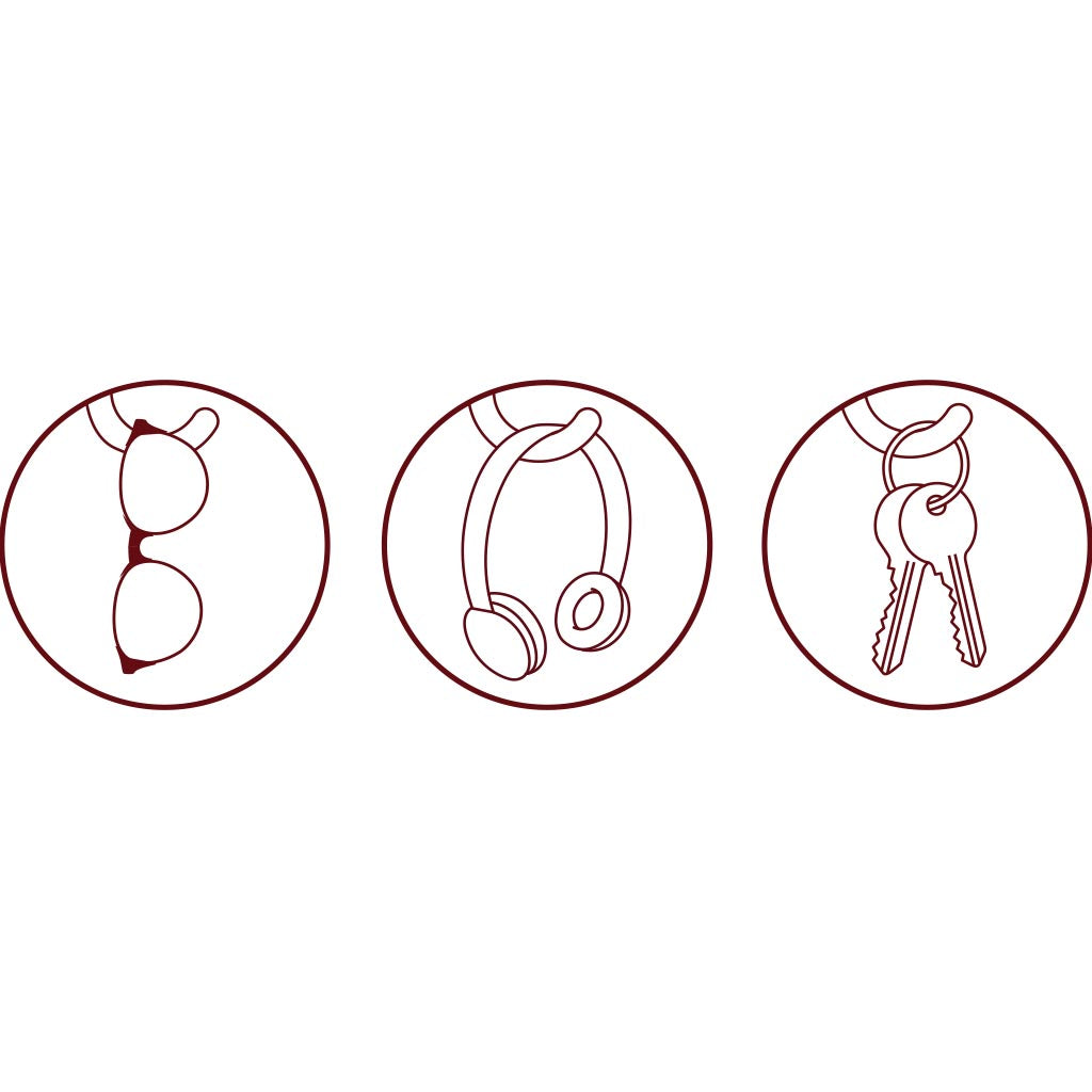 Quirky cat hook clipped to a shelf, holding computer accessories by Monkey Business