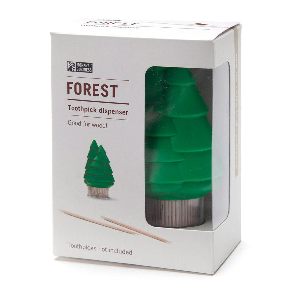 Tabletop toothpick holder with forest design