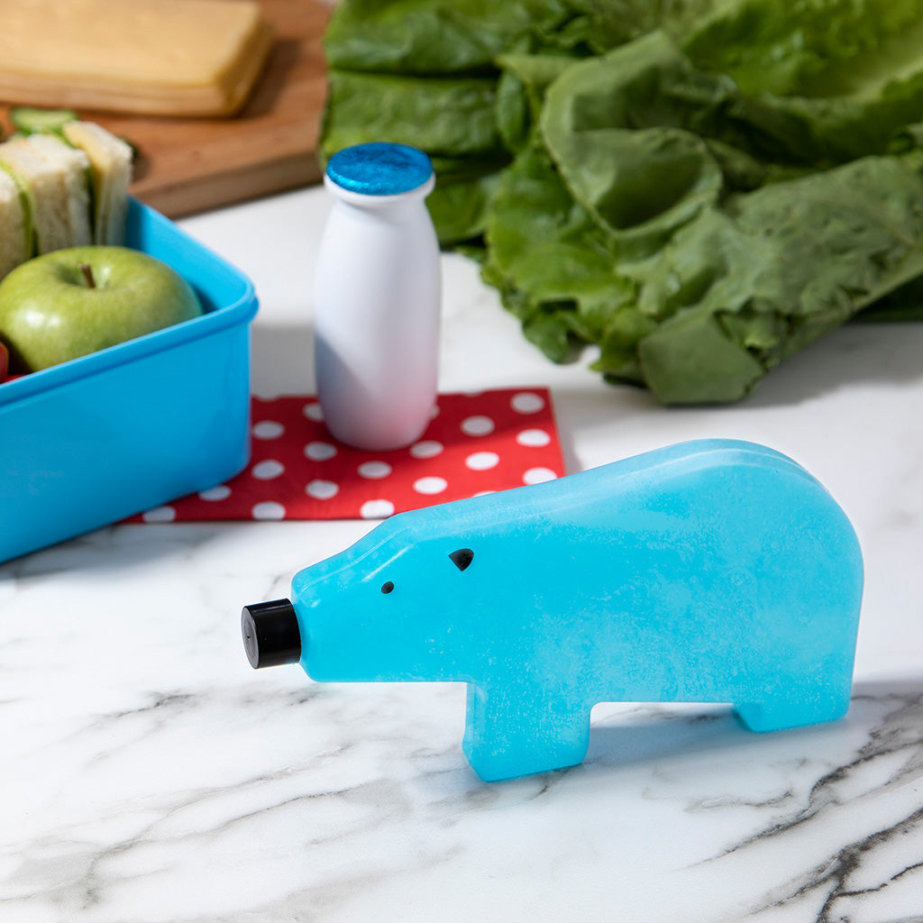Fun bear-shaped ice pack keeps food fresh