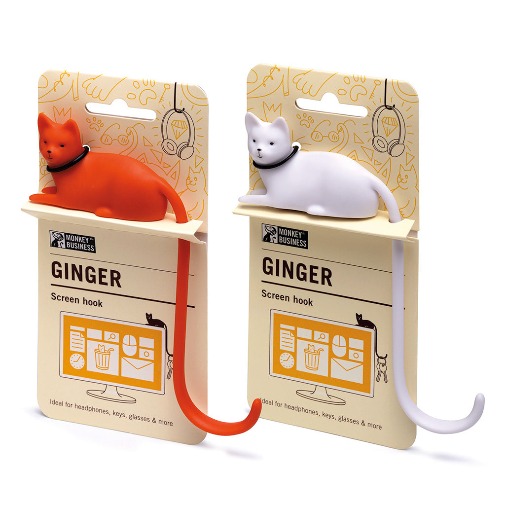 ginger cat screen hook for organitasion	cute monitour hook for holding small items by Monkey Business - gift pack