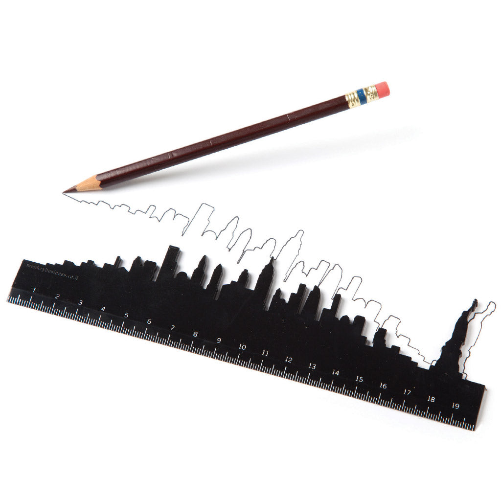 Skyline Ruler with cityscape design – measuring tool