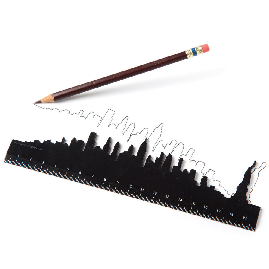 Skyline Ruler with cityscape design – measuring tool