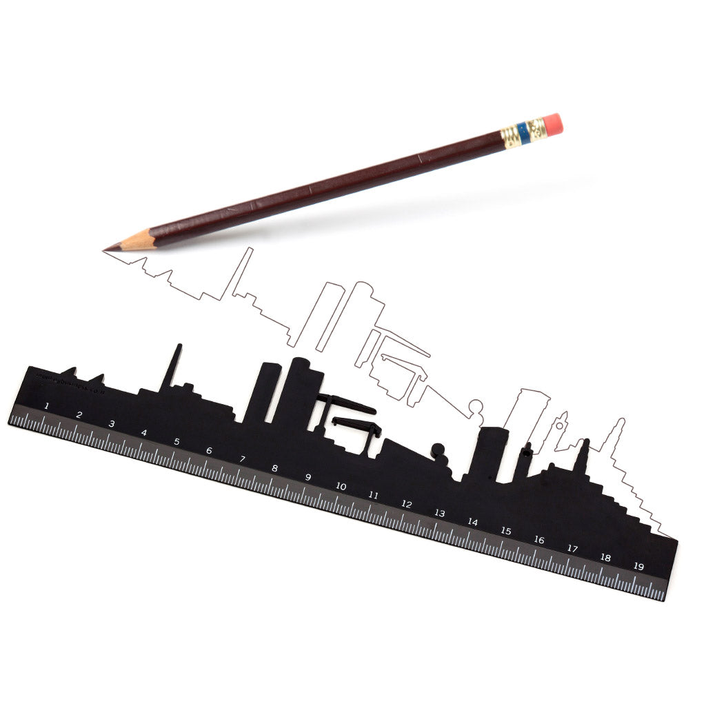 Skyline Ruler with cityscape design – measuring tool