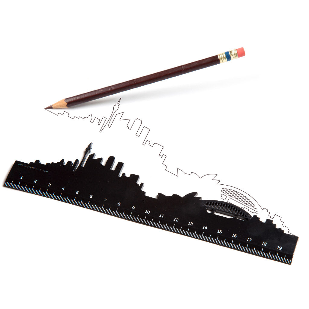 Skyline Ruler with cityscape design – measuring tool