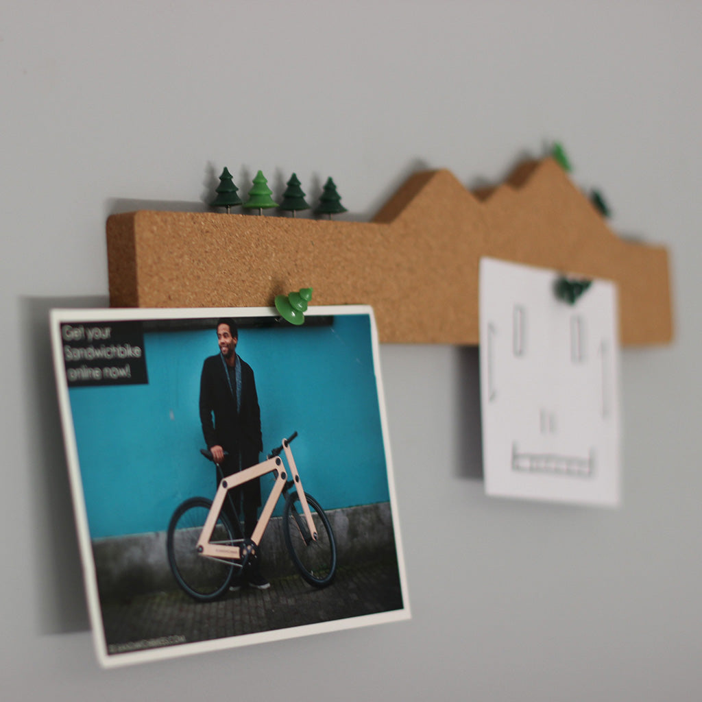 Office memo board with nature-style pushpins